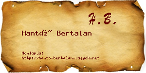 Hantó Bertalan névjegykártya